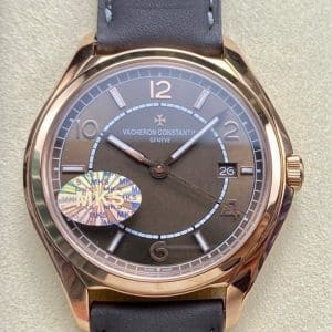 Super Clone Vacheron Constantin Fiftysix 4600E/000R-B441 40mm Brown Dial Pink Gold Case Leather Strap MKS Factory