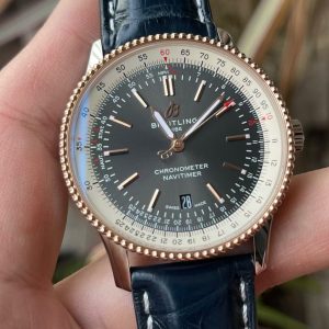 Breitling Navitimer Super Clone – BLS Factory Rose Gold Gray Dial on Leather Strap