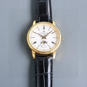 Super Clone Vacheron Constantin Historiques 47101 40mm White Dial Yellow Gold Case Leather Strap TW Factory