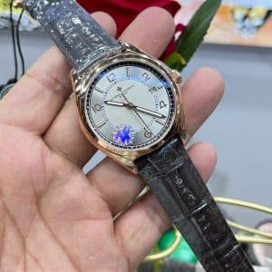 Super Clone Vacheron Constantin Fiftysix 4600E/000R-B441 40mm Silver Dial Pink Gold Case Leather Strap ZF Factory