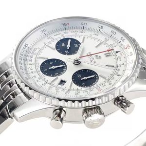 Breitling Navitimer Super Clone – GR Factory V2 Steel Case Silver-White Dial on Extendable Steel Bracelet