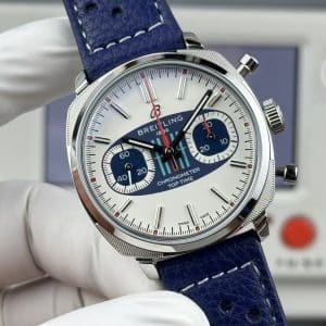 Super Clone Breitling Top Time 41 Blue-White Reverse Panda Dial Stainless Steel Leather Strap BLS Factory