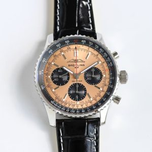 Breitling Navitimer Super Clone – TF Factory Steel Case Champagne Dial on Black Leather