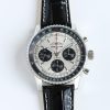 Breitling Navitimer Super Clone – F1 Factory Stainless Steel Silver Dial Black Sub-Dials on Black Leather