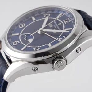Super Clone Vacheron Constantin Fiftysix 4000E/000A-B548 40mm Blue Complete Calendar Steel Case Leather Strap TW Factory