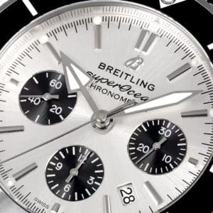 Super Clone Breitling Superocean Heritage II Chronograph 44 Silver Dial Black Bezel Rubber Strap BLS Factory V2 China Replica Edition