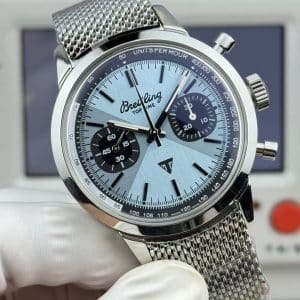 Super Clone Breitling Top Time 41 Ice-Blue Dial Stainless Steel Mesh Bracelet BLS Factory