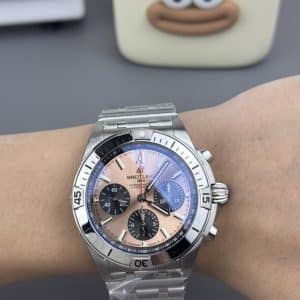 Super Clone Breitling Chronomat 42 Champagne Dial Black Subdials Stainless Steel Pilot Bracelet BLS Factory