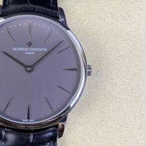 Super Clone Vacheron Constantin Patrimony 40mm Gray Dial White-Gold Case Black Leather Strap MKS Factory (Ref. 81180 · 9039 Ultra-Thin Movement)