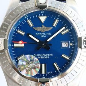 Super Clone Breitling Avenger 43 Blue Dial Stainless Steel Fabric Strap GF Factory