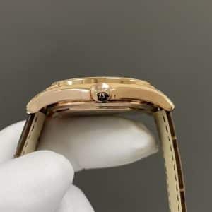Super Clone Vacheron Constantin Fiftysix 4600E/000A-B402 40mm Silver Dial Diamond Bezel Pink Gold Case Leather Strap TW Factory