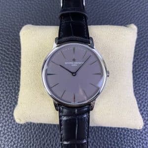Super Clone Vacheron Constantin Patrimony 40mm Gray Dial White-Gold Case Black Leather Strap MKS Factory (Ref. 81180 · 9039 Ultra-Thin Movement)