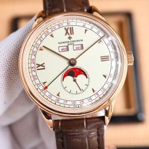 Super Clone Vacheron Constantin Historiques 3110V/000R-B426 40mm Cream Dial Rose Gold Case Leather Strap TW Factory