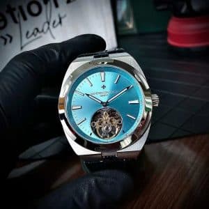 Super Clone Vacheron Constantin Overseas Tourbillon 42.5mm Light-Blue Dial Stainless Steel Integrated Bracelet BBS Factory