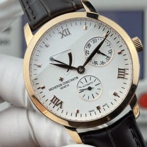 Super Clone Vacheron Constantin Traditionnelle 83520/000R-9909 40mm Silver Dial Rose Gold Case Leather Strap KM Factory