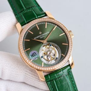Super Clone Vacheron Constantin Traditionnelle 89000 Series 41mm Green Dial White Gold Case Leather Strap KB Factory