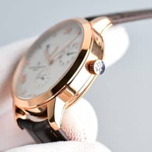 Super Clone Vacheron Constantin Traditionnelle 47192/000R 41mm Silver Dial Rose Gold Case Leather Strap KM Factory