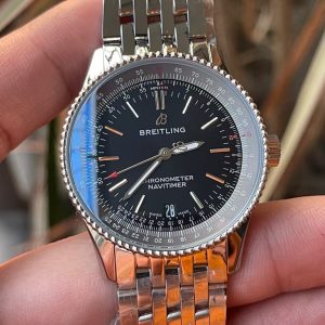 Breitling Navitimer Super Clone – BLS Factory Silver Case Black Dial on Steel Bracelet