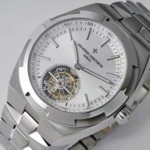 Super Clone Vacheron Constantin Overseas Tourbillon Silver Dial Stainless Steel Bracelet · BBS Factory