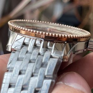 Breitling Navitimer Super Clone – BLS Factory Rose Gold Case Dark Gray Dial on Steel Bracelet