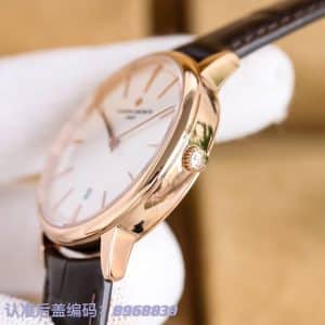 Super Clone Vacheron Constantin Patrimony 40mm White Dial Rose-Gold Case Brown Leather Strap MKS Factory (Ref. 85180 · 9015-Based 2450 Clone)