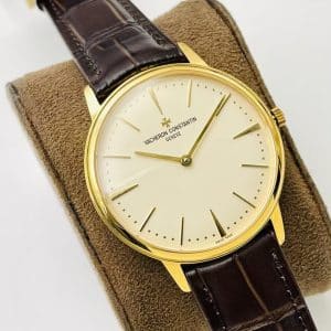 Super Clone Vacheron Constantin Patrimony 40mm Champagne-Ivory Dial Yellow-Gold Case Brown Leather Strap MKS Factory (Ref. 81180 · 9039 Ultra-Thin Movement)