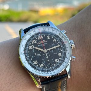 Breitling Navitimer Super Clone by BLS Factory — Steel Case, Dark Dial, Black Leather Strap