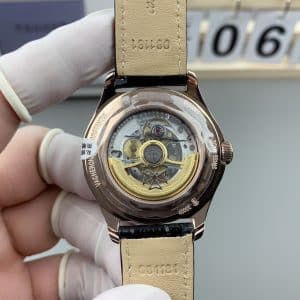Super Clone Vacheron Constantin Fiftysix 4000E/000R-B438 40mm Silver Complete Calendar Dial Pink Gold Case Leather Strap TW Factory