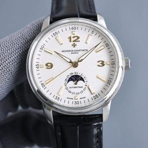 Super Clone Vacheron Constantin Historiques 47101 40mm Off White Dial Steel Case Leather Strap TW Factory
