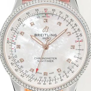 Breitling Navitimer 35 Super Clone – BLS Factory Diamond MOP Dial on Pink Leather