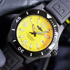 Super Clone Breitling Avenger 45 Seawolf Yellow Dial Black Case Fabric Strap BLS Factory