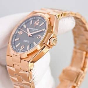 Super Clone Vacheron Constantin Overseas 42mm Black Dial Rose-Gold Stainless Steel Bracelet KB Factory