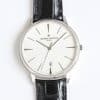 Super Clone Vacheron Constantin Patrimony 40mm Silver Engraved Dial White-Gold Case Black Leather Strap MKS Factory