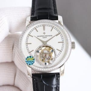 Super Clone Vacheron Constantin Traditionnelle 41mm Silver Dial White Gold Case Leather Strap H8 Factory