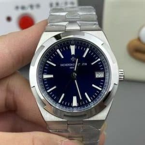Super Clone Vacheron Constantin Overseas 41mm Blue Dial Stainless Steel Integrated Bracelet 8F Factory