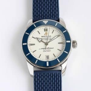 Super Clone Breitling Superocean Heritage II White Dial Blue Bezel Blue Rubber BLS Factory China Replica Edition