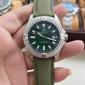 Super Clone Breitling Avenger 43 Green Dial Stainless Steel Military Strap BLS Factory
