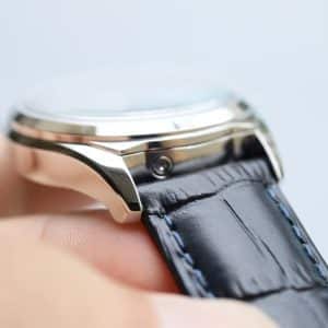 Super Clone Vacheron Constantin Fiftysix 40mm Blue Complete Calendar Dial Pink Gold Case Leather Strap MX Factory