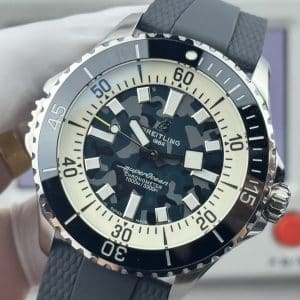 Super Clone Breitling Superocean 44 Camouflage Dial Stainless Steel Black Rubber Strap — BLS Factory