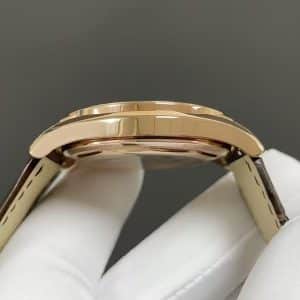 Super Clone Vacheron Constantin Fiftysix 4600E/000A-B402 40mm Brown Dial Diamond Bezel Pink Gold Case Leather Strap TW Factory