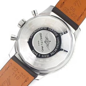 Breitling Navitimer Super Clone – BLS Factory Stainless Steel Silver Dial Rose-Gold Hands on Black Leather (Original-Spec Open-Mold Movement)