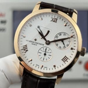 Super Clone Vacheron Constantin Traditionnelle 83520/000R-9909 40mm Silver Dial Rose Gold Case Leather Strap KM Factory