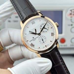 Super Clone Vacheron Constantin Traditionnelle 83520/000R-9909 40mm Silver Dial Rose Gold Case Leather Strap KM Factory
