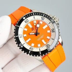 Super Clone Breitling Superocean 44 Orange Dial Stainless Steel Orange Rubber Strap BLS Factory