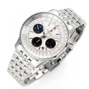 Breitling Navitimer Super Clone – GR Factory V2 Steel Case Silver-White Dial on Extendable Steel Bracelet