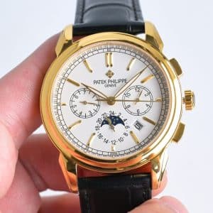 Super Clone Patek Philippe Grand Complications Style 41mm Gold Dial Yellow Gold Case Leather Strap TW Factory