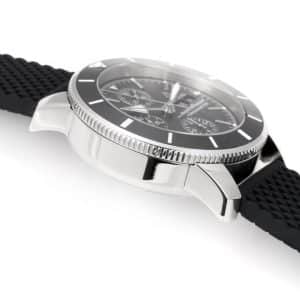 Super Clone Breitling Superocean Heritage Chronograph Black Dial Stainless Steel Black Rubber Strap