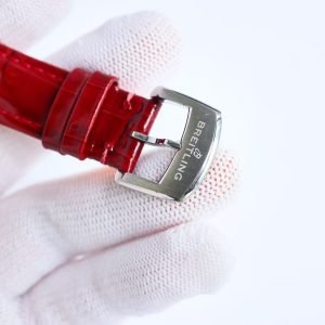 Breitling Navitimer Super Clone by BLS Factory — Steel Case, Silver Dial, Red Leather Strap