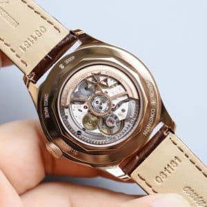 Super Clone Vacheron Constantin Fiftysix 4000E/000R-B065 40mm White Complete Calendar Dial Pink Gold Case Leather Strap MX Factory
