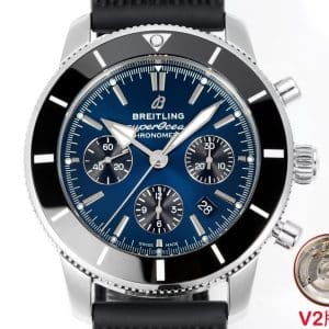 Super Clone Breitling Superocean Heritage Chronograph 44 Blue Dial Stainless Steel Black Rubber Strap BLS Factory V2